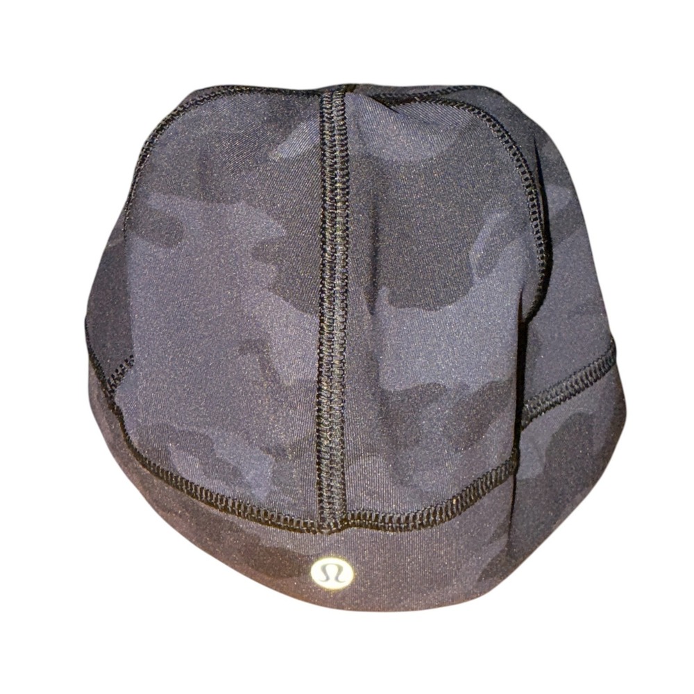 Lululemon License to Train Hat Womens S/M Pre-Owned Charcoal Camo Stretch Cap - Picture 2 of 8